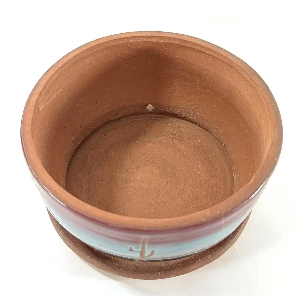 Superstition Stoneware Southwest Desert Cactus Pottery Planter Built-In Saucer